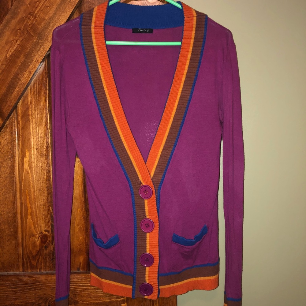 Modcloth Timing Magenta Cardigan sweater